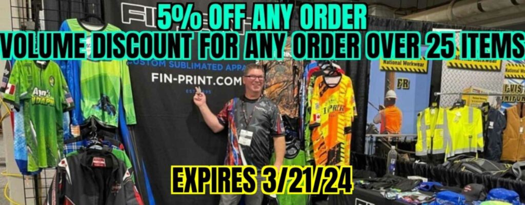 5% off any order, volume discount for over 25 items