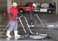 The Area's Top Provider Of Quality Parking Garage Cleaning & Maintenance Services. Parking Garages should be cleaned in the Northeast at least once a year, and in high traffic garages twice a year, due to the salts and other contaminants that get into the garage surfaces. They eventually get absorbed into the concrete parking surfaces and soon will cause the rebar to rot out. When this happens the concrete begins to leak,crack and in the worse case scenario the garage itself can be condemned. We use state of the art hot and cold water powerwashing machines ranging up to 4000 PSI with up to 200+ degree water, surface machines and any cleaning solutions needed for all parking garage cleaning. Our knowledgeable staff is experienced on how to lighten or when possible remove stains completely. Each Parking Garage cleaning is approached based upon the existing conditions, and we will use the correct products and methods specific to your facility's cleaning and maintenance requirements.